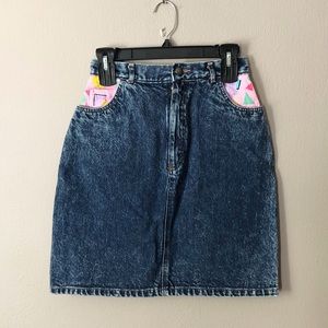 Vintage Prezzia high waist acid wash jean skirt